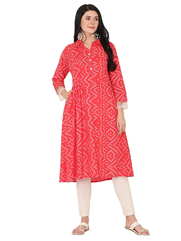 Bandhani Cherry Kurta