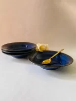 deep blue pasta plates pack of four