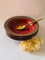 red color pasta plates pack of four