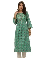 Bahara Sea Green Patola Straight Kurta