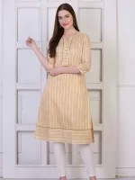 Corporate Festivity Matte Gold Chanderi Straight Kurta