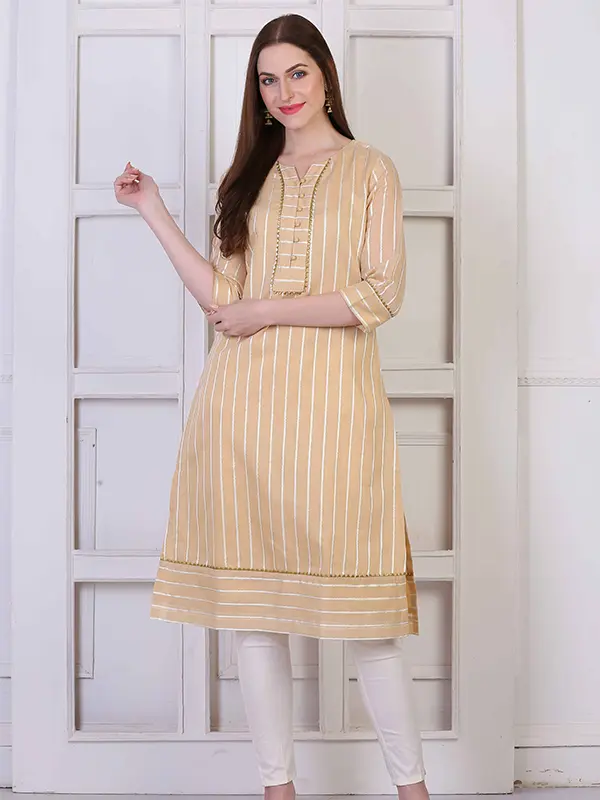 Corporate Festivity Matte Gold Chanderi Straight Kurta