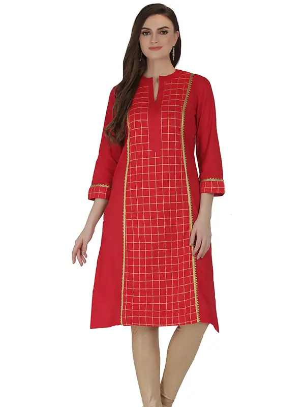 Desire Panel Red Straight Kurta