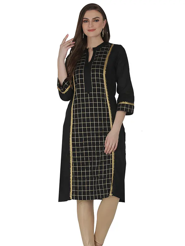 Desire Panel Black Straight Kurta