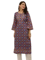 Bahara Blue Patola Straight Kurta