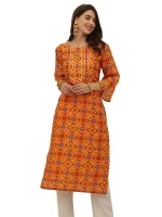 Bahara Mustard Patola Straight Kurta