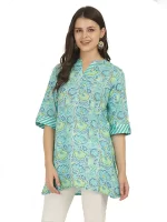 Floret Turquoise Short Kurta