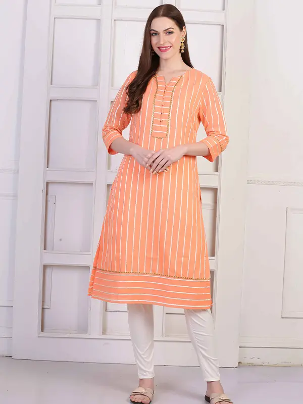 Corporate Festivity Peach Chanderi Straight Kurta