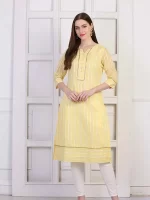 Corporate Festivity Lemon Chanderi Straight Kurta