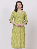 Noor Pastel Neon Green Straight Long Kurta