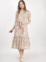 Raas Mustard Floral Print Dress