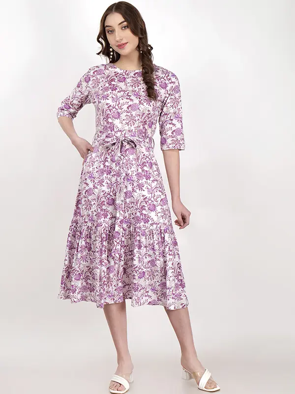 Raas Purple Floral Print Dress