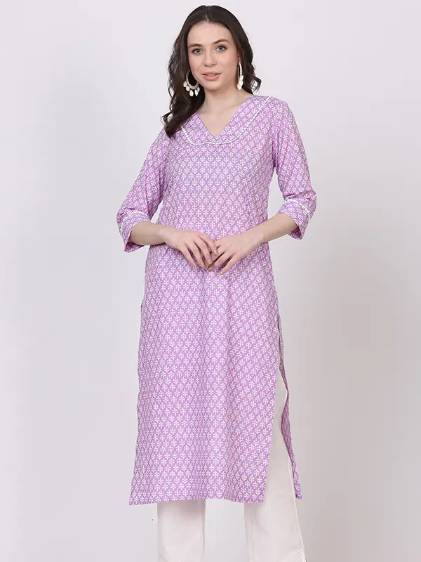 Noor Pastel Purple Straight Long Kurta