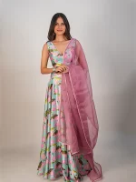 Elegant Lotus Printed Lehenga for women