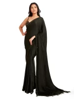 dark grey color crystal saree