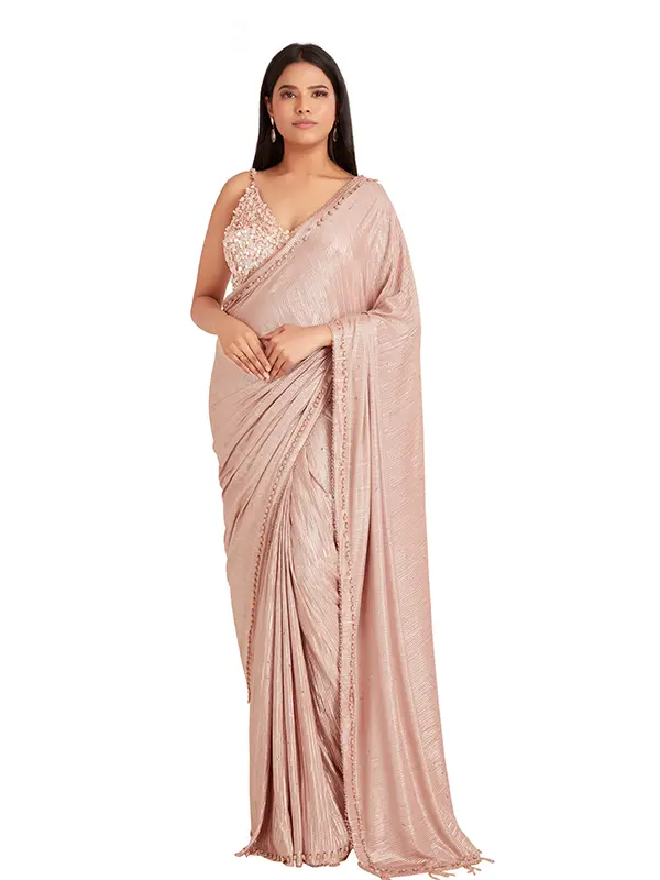 Tan Crystal Saree