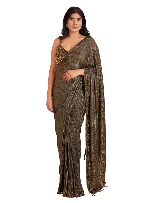 Black Foil Crystal Saree