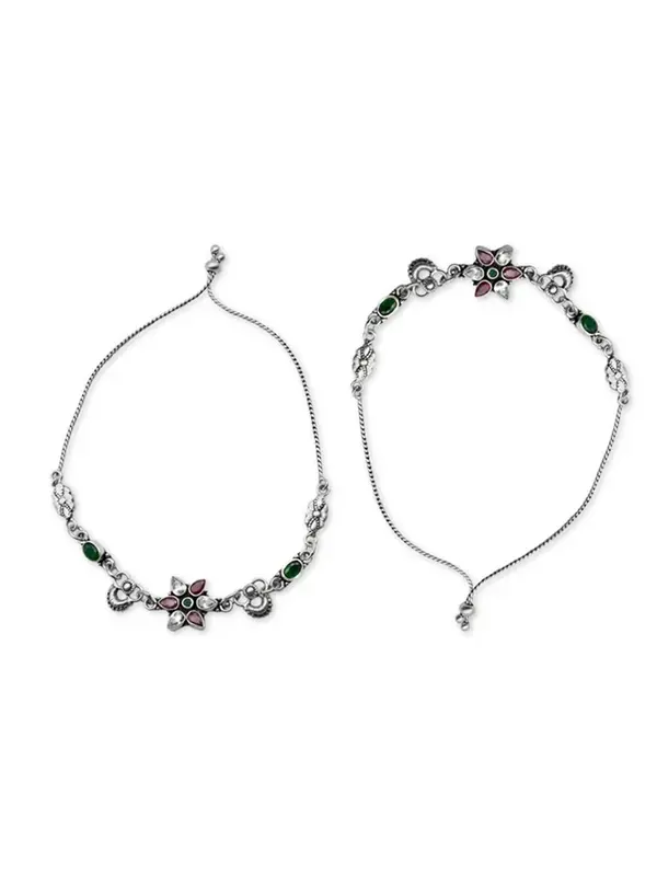 Silver Flower Anklet