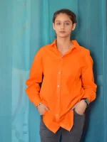 Rust Orange Oversized Shirt For Women