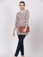 Roza White Kalamkari Short Kurta