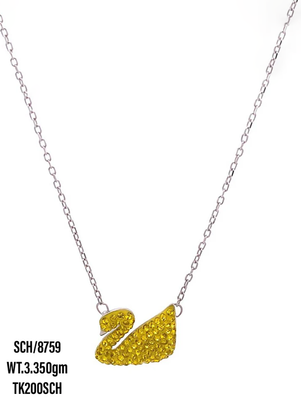 Yellow Iced Swan Pendant