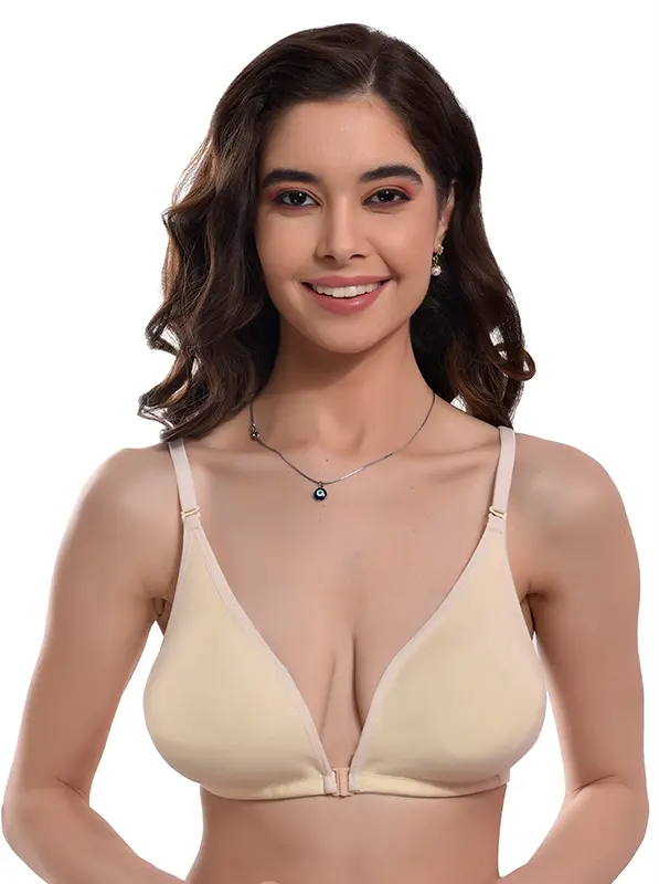 skin color front open bra