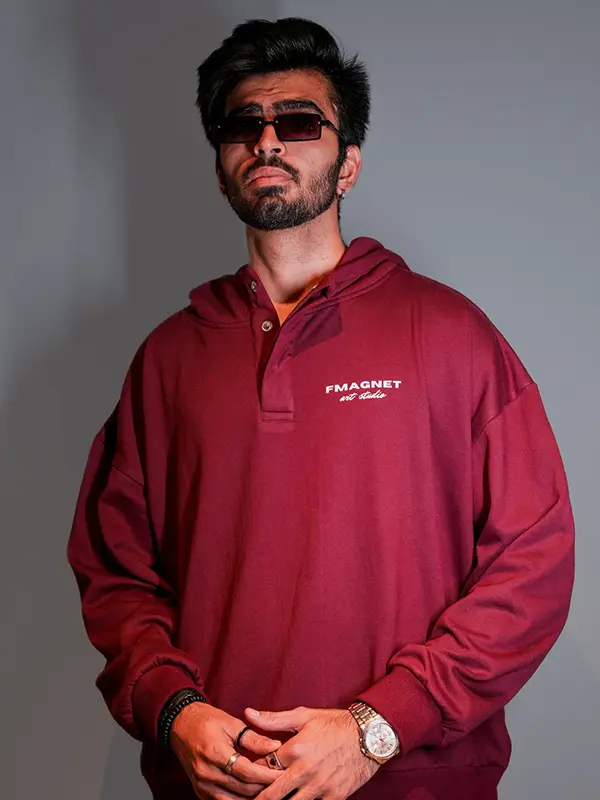 Relaxed fit unisex merlot hoodie