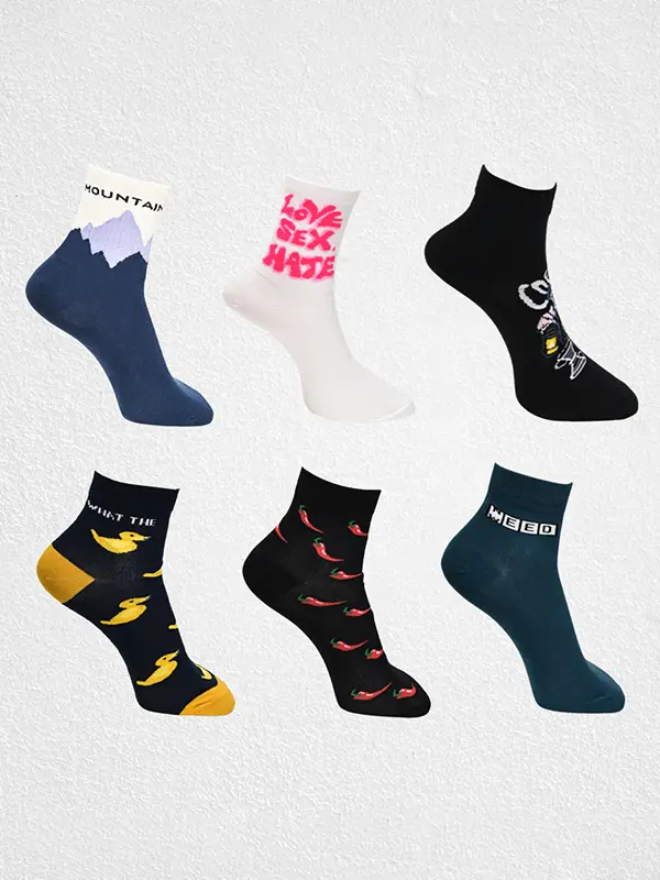 Printed unisex socks set of six