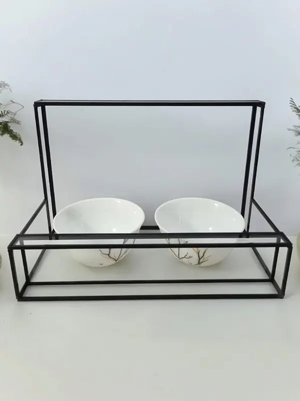 Glass With Black Rim Mirror Base Vanity Makeup Tray