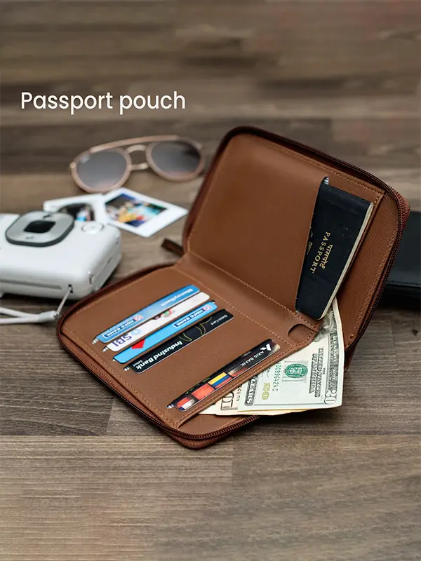 leather passport pouch