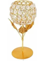 Metal Gold Plated Crystal Candle Holder