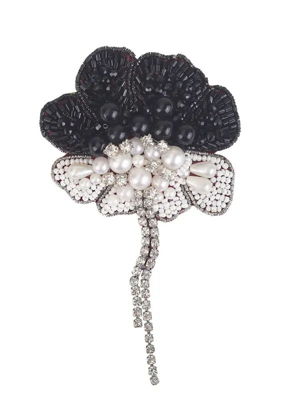 White, Black Pearl Flower Brooch