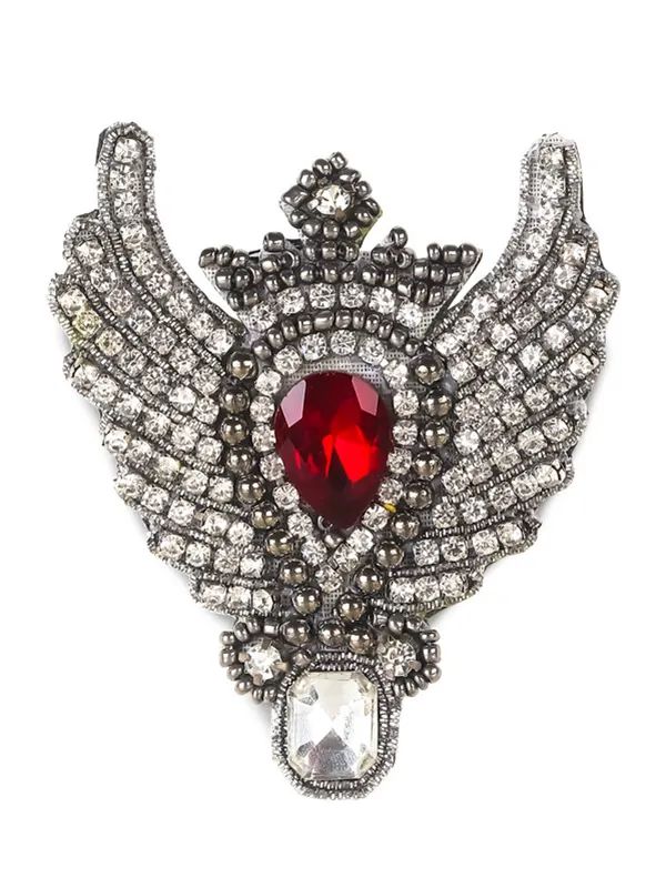 Silver Red Brooch