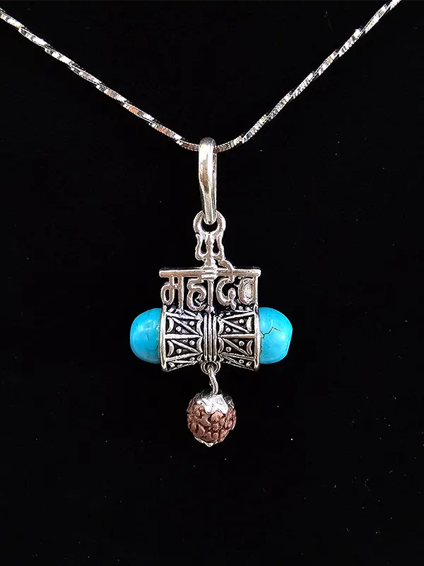 Rudraksha and Firoza Pendant