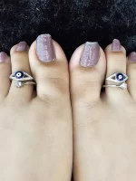 Evil Eye Toe Rings with Dark Blue Enamel