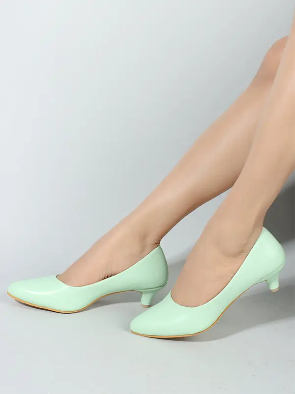 sea green kitten heels for women