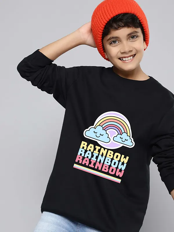 Rainbow Print Sweatshirt for Boy Cotton Rich T-shirt