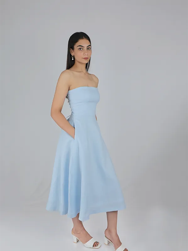 Aurora Blue Bandeau Dress