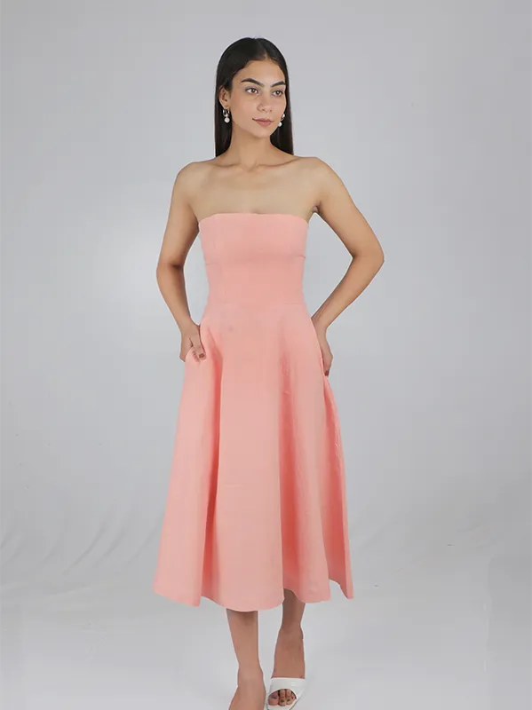 Aurora Peach Bandeau Dress