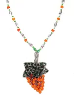 Handmade Orange-Green Pendant & Crystal Chain Necklace