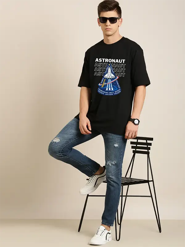 Astronaut Printed Men Super Combed Cotton Rich Oversized T-shirt