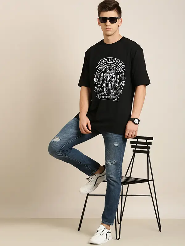 Astronaut Printed Men Super Combed Cotton Rich Oversized T-shirt