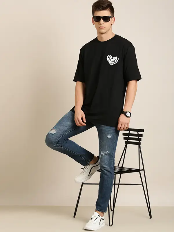 Men Back Printed Super Combed Cotton Rich Oversized T-shirt