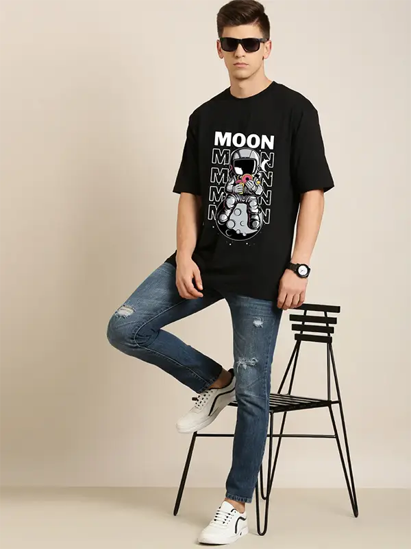 Moon Printed Men Super Combed Cotton Rich Oversized T-shirt