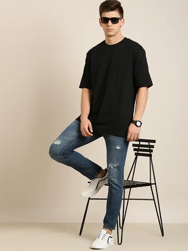 Men Plain Pastel Colour Super Combed Cotton Rich Oversized T-shirt