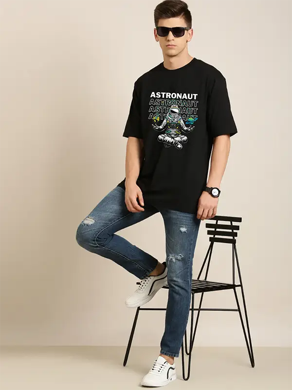 Astronaut Printed Men Super Combed Cotton Rich Oversized T-shirt