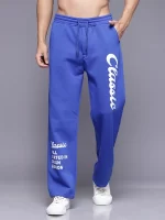 Royal Blue Classic Printed Loose Track Pant