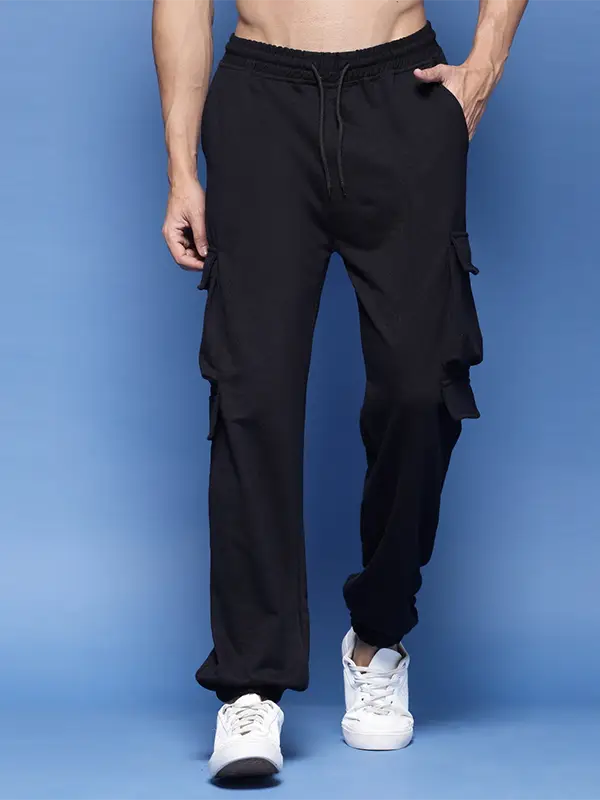 Mens black color cargo pant for men