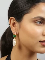 Baroque Pearl Green Monalisa Stone Earrings