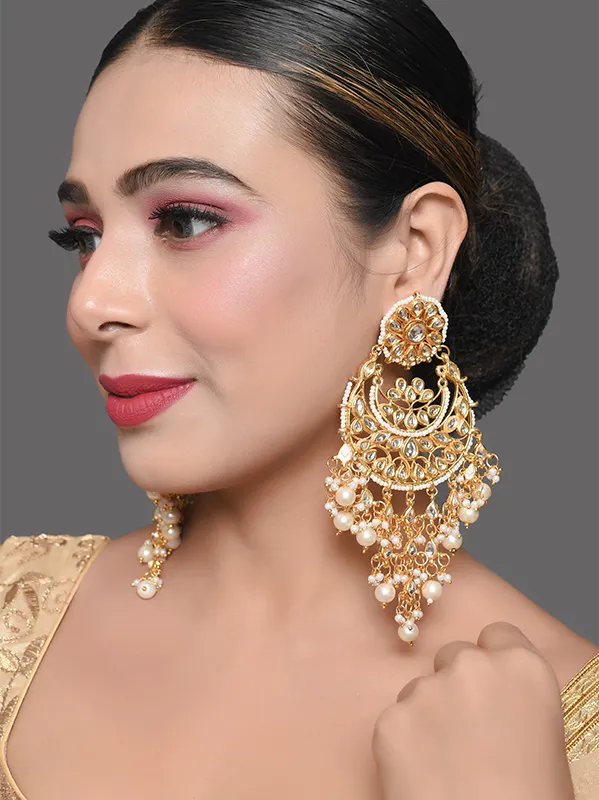 Gold color kundan chandbali